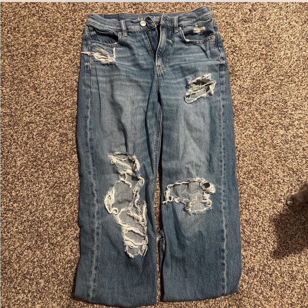 American Eagle Outfitters Ripped Blue Boyfriend Jeans